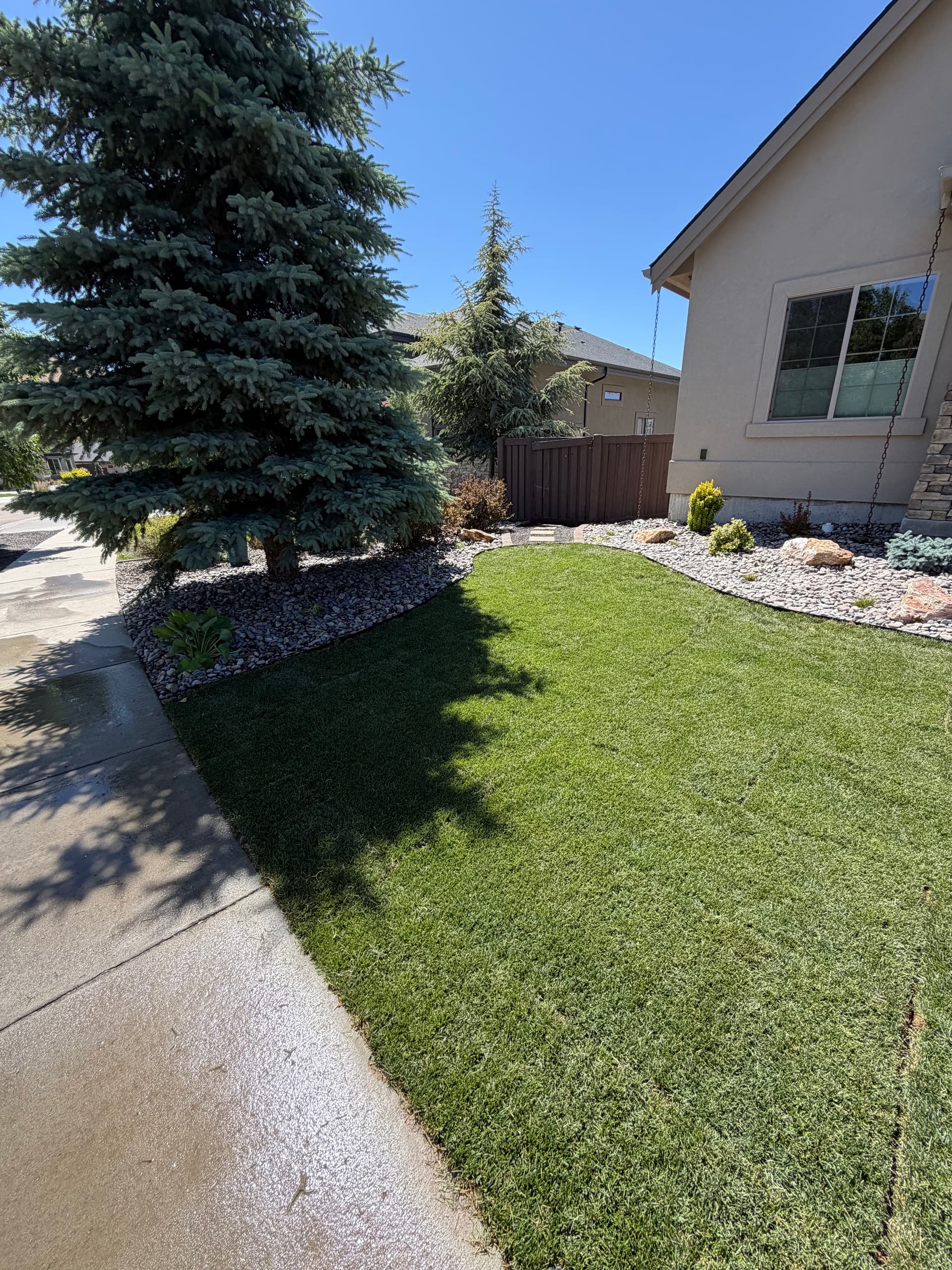 Gallery photos for SE Boise Front Yard Gets Fresh Sod, Rock, and Boulders: Image #3