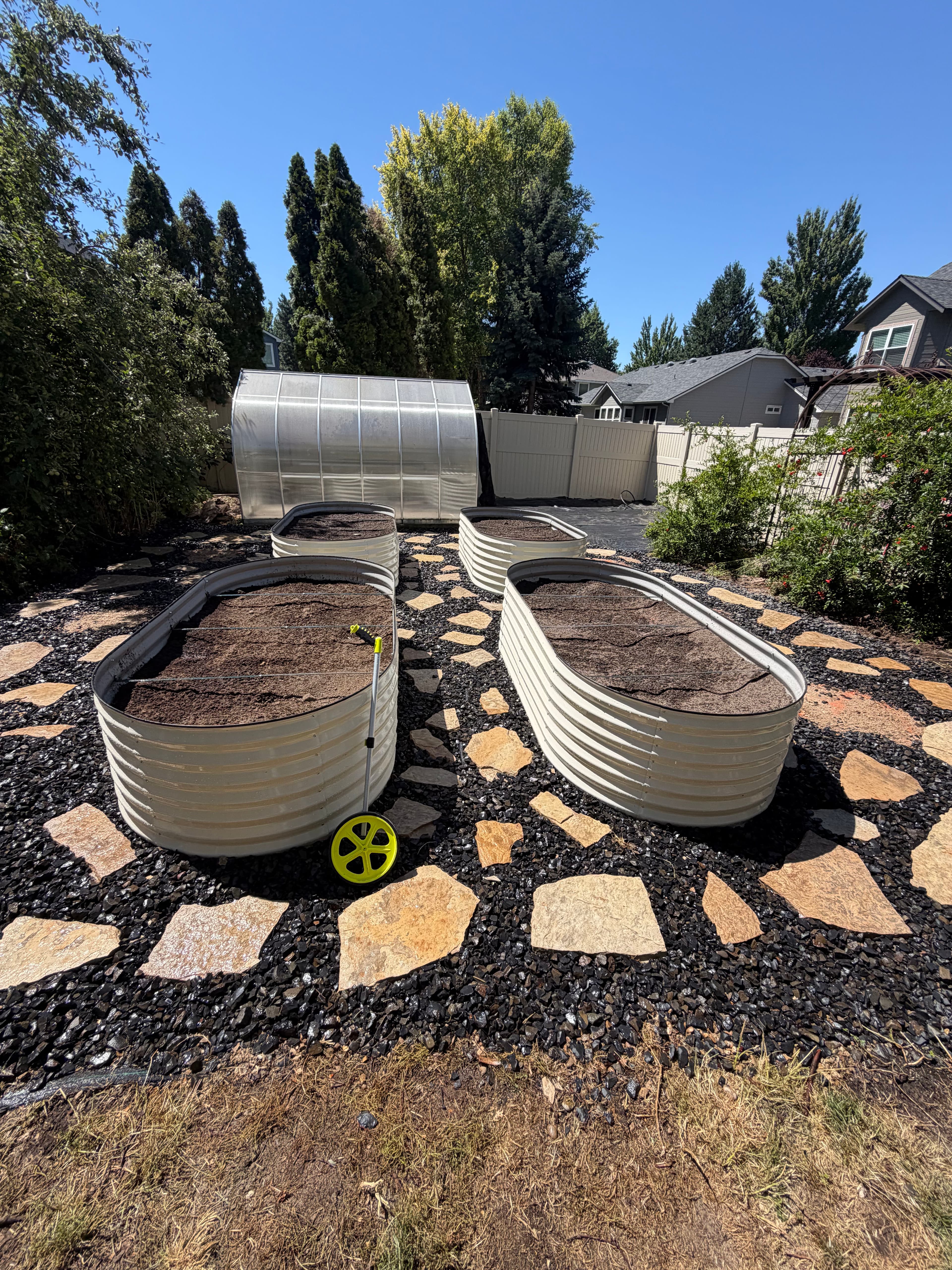 Project Raised Garden Beds and Flagstone Path Replace a Neglected Backyard Corner image