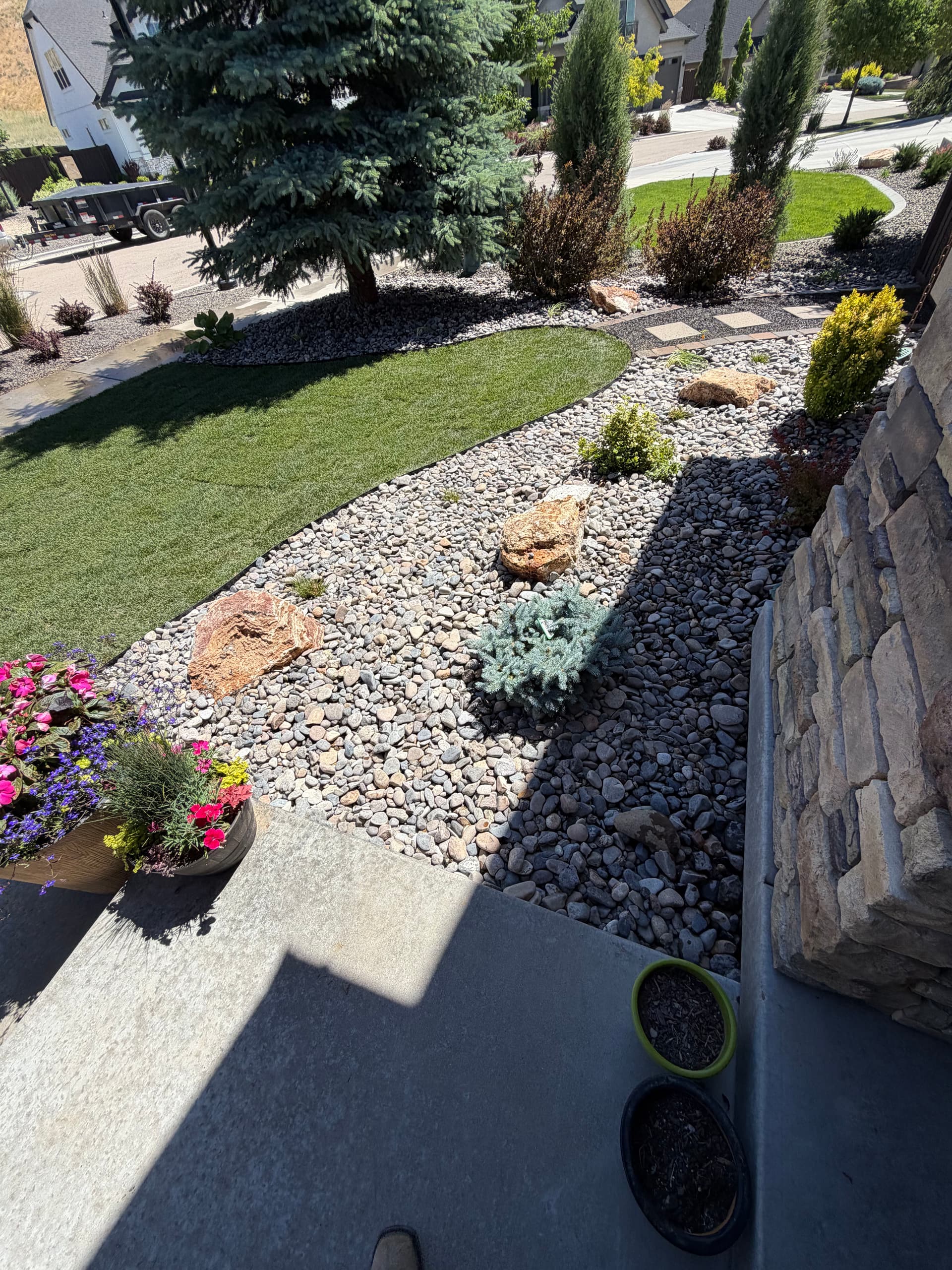 Gallery photos for SE Boise Front Yard Gets Fresh Sod, Rock, and Boulders: Image #6
