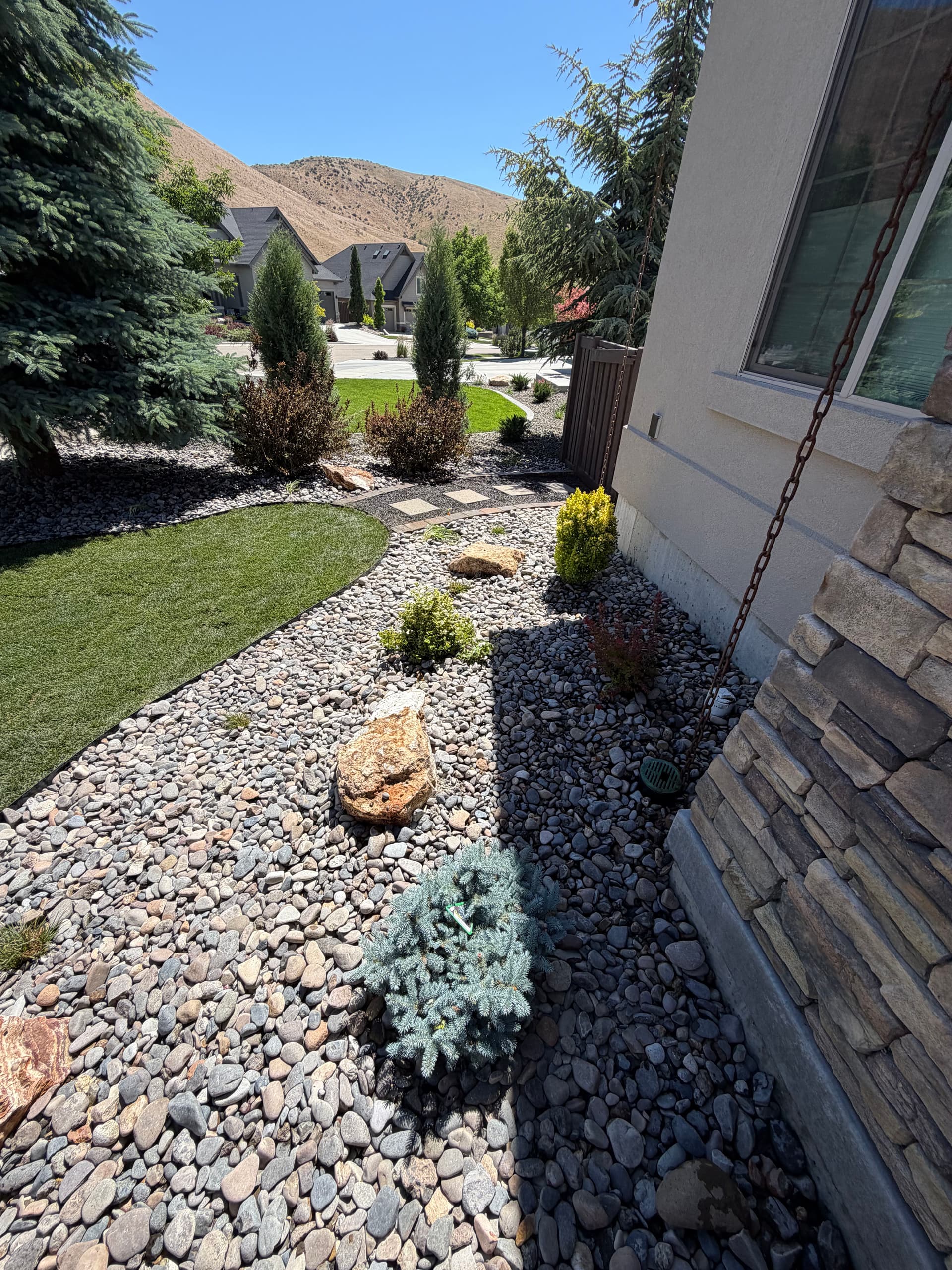 Gallery photos for SE Boise Front Yard Gets Fresh Sod, Rock, and Boulders: Image #5